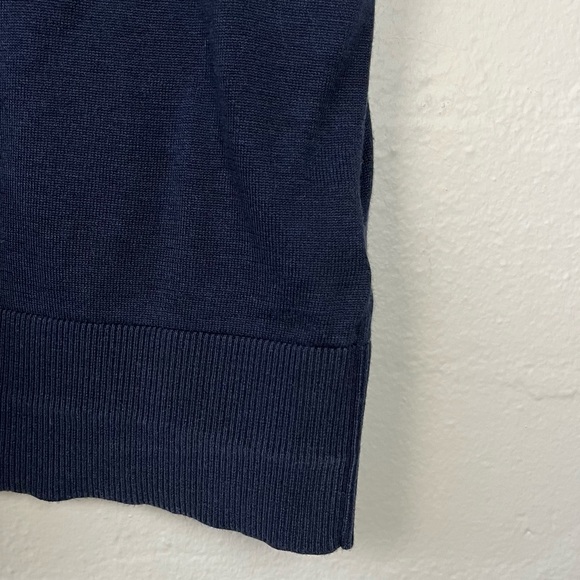 Cos Sweater sz Small Navy Blue 3/4 sleeve pullover contrast hem Cotton Silk Mix - Picture 10 of 10